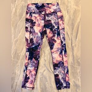 GAIAM Leggings with Abstract Pink and Purple Design
